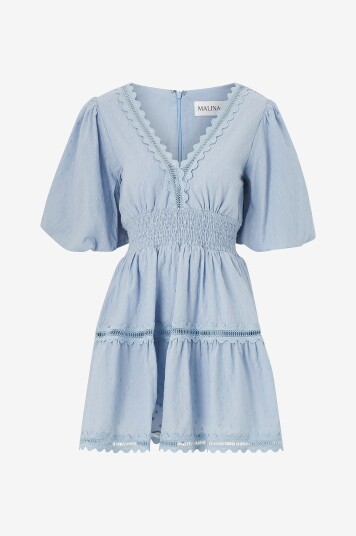 By Malina Kjole Elvira V neck Mini Dress Blå By Malina Kjole Elvira V neck Mini Dress Blå