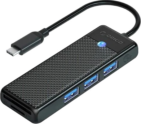 ORICO PAPW3AT-U3 USB-hub 3x USB-A 3.0 SD/microSD-kortleser 1,8 m Svart PAPW3AT-C3-18-BK-EP ORICO PAPW3AT-U3 USB-hub 3x USB-A 3.0 SD/microSD-kortleser 1,8 m Svart PAPW3AT-C3-18-BK-EP