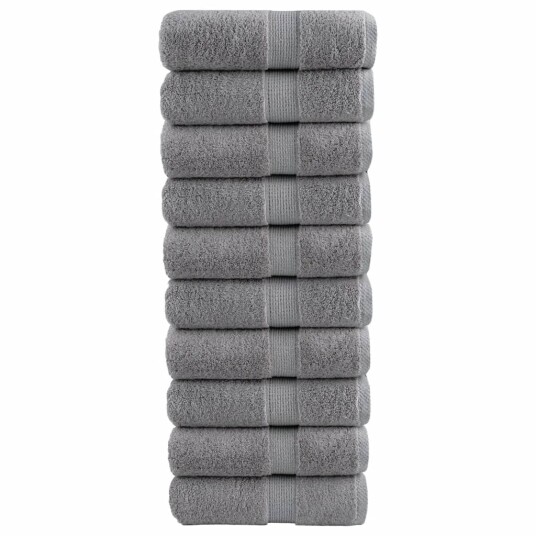 Premium gjestehåndklær SOLUND 10 stk grå 30x50 cm 600gsm Premium gjestehåndklær SOLUND 10 stk grå 30x50 cm 600gsm