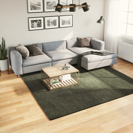 Teppe HUARTE kort luv mykt og vaskbart skogsgrønn 240x240 cm