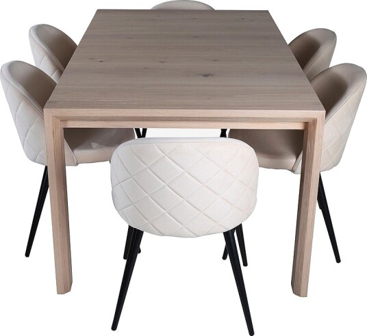 Venture Home Spisegruppe Slider med 6 Velvet Stitches spisestoler Hvit Venture Home Spisegruppe Slider med 6 Velvet Stitches spisestoler Hvit