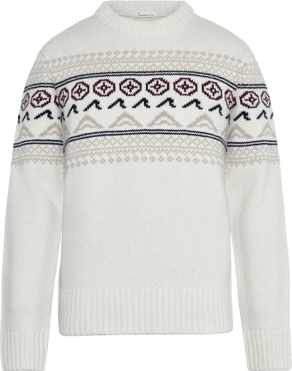 Knowledge Cotton Apparel Lambswool Crew Neck Knit Rws   Cream   XL