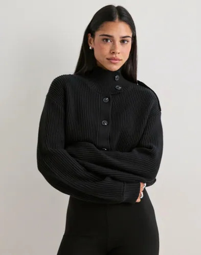 Nelly   Svart   Rib Knit Bomber Jacket