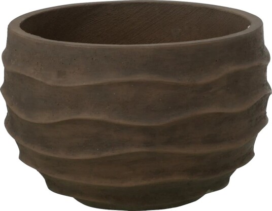 J Line Flwrpot Waves+Outdoor Br S   Brown   H24.5CM