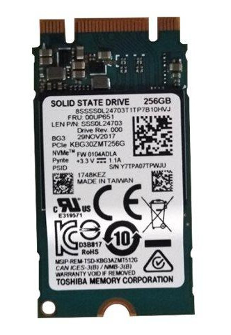 Lenovo Toshiba - SSD - 256 GB - PCIe 3.0 x2 (NVMe) - FRU Lenovo Toshiba - SSD - 256 GB - PCIe 3.0 x2 (NVMe) - FRU