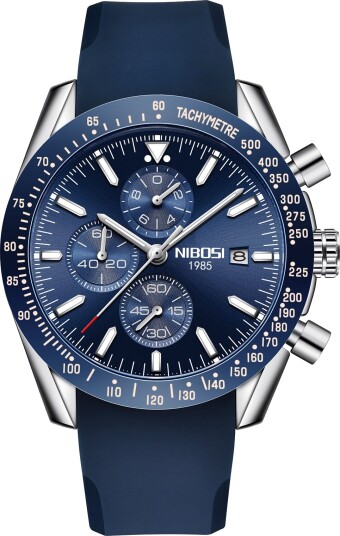 Nibosi Trackmaster Silver Blue Rubber