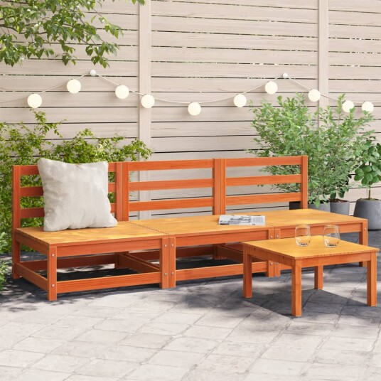  Hagesofaer uten armlener 3 stk voksbrun 70x70x67 cm heltre furu 837932