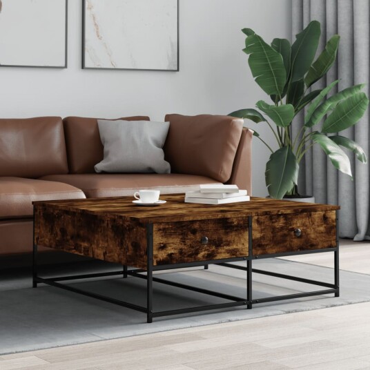  Salongbord røkt eik 100x99x40 cm konstruert tre 8721012124578