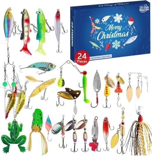 Fiskekalkender 2024 fiskeutstyr adventskalender julefiske agn nedtellingskalender 24 dager med overraskelsesgaver for fiskeelskere