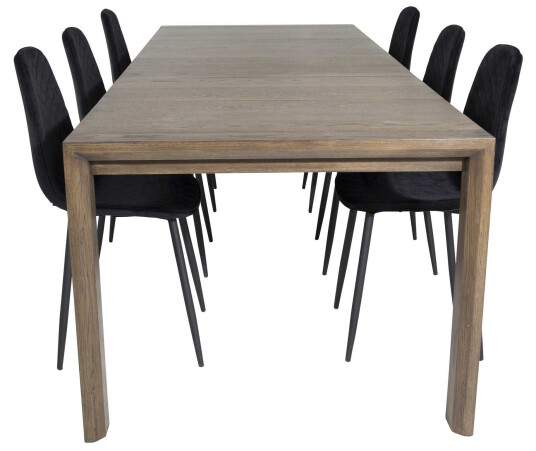 Venture Design Slider & Polar spisegruppe Natur/svart 6 st stoler & bord 170 x 95 cm