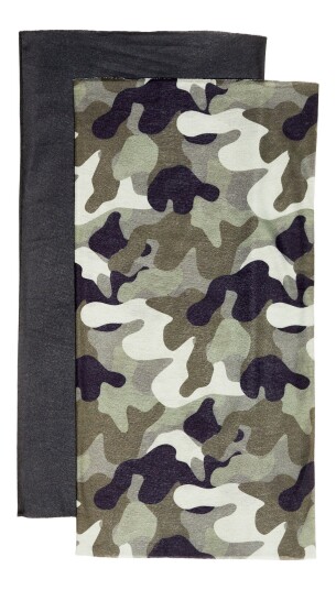 Nordbjørn Bjørli Hals 2-Pack Black/Camo Splash Deep Lichen Green