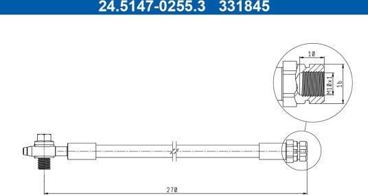 ATE 24.5147 0255.3 Bremseslange ATE 24.5147 0255.3 Bremseslange