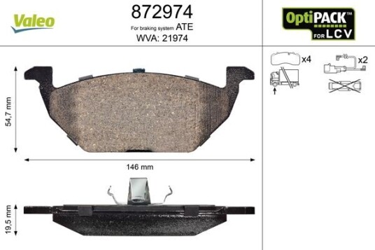 Bremseklosser VALEO 872974