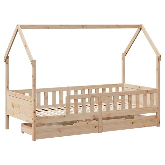 Barnesengeramme med skuffer svart 90x200 cm heltre furu 3302032