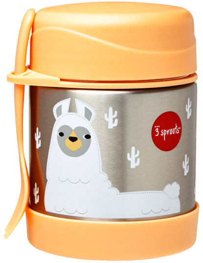 3 Sprouts Stainless Steel Food Jar and Spork Peach Llama
