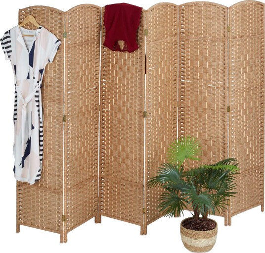 6 panels naturlig sammenleggbar skjerm – romdeler