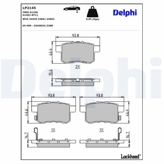 Bremseklosser DELPHI LP2145 Bremseklosser DELPHI LP2145