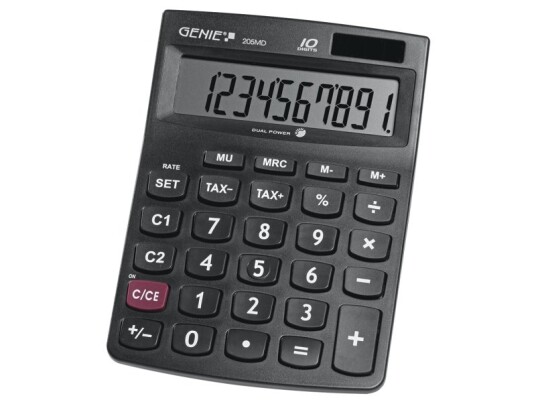 Genie 205 Md Desktop Enkel Kalkulator 10 Siffer Batteri/Solar Svart