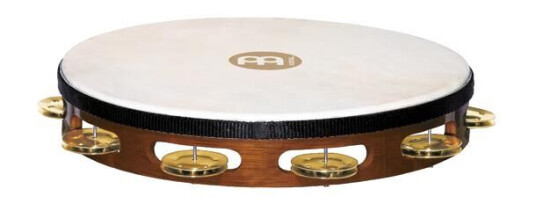 Meinl Tah-1-B-Ab Wood Tamburin M/skinn, Enkel, Brass M Meinl Tah-1-B-Ab Wood Tamburin M/skinn, Enkel, Brass M