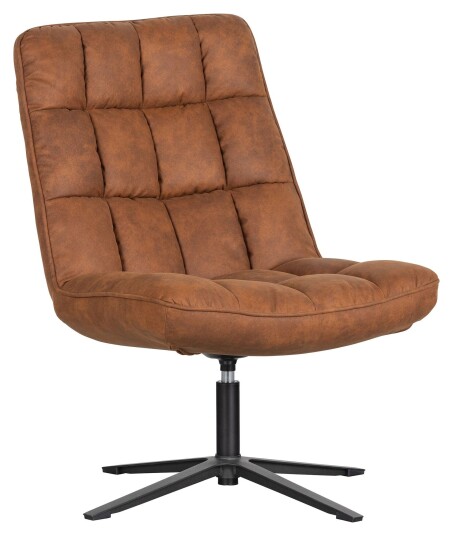 Woood Dirkje Loungestol m. dreiefot, Cognac Kunstlær Unoliving 1690148-01-0 1690148-02-0