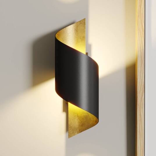 Lindby Metall-vegglampe Desirio, svart-gull