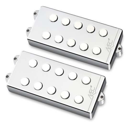 Mec Passive Mm-Style Bass Pickup Set Metal Cover, 5-String - Chrome