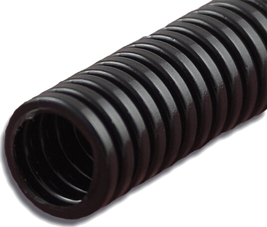 Korrugert plastrør 10mm sort meterkappes