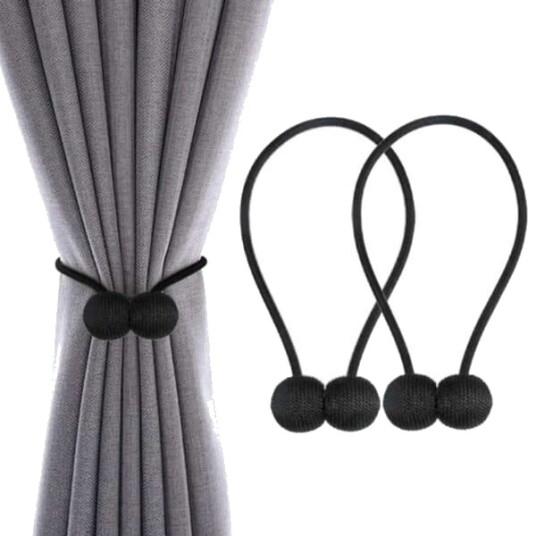 2 pakk magnetisk gardin spenne gardinmutter svart
