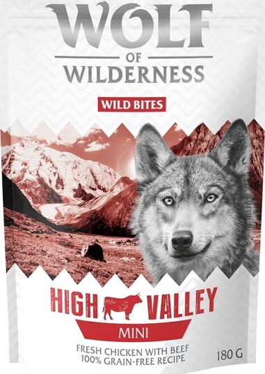 Wolf Of Wilderness "Wild Bites" Hundesnack 180 G High Valley Mini Kylling & Storfe
