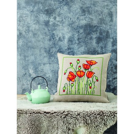 Permin Broderisett Ville valmuer 40x40cm