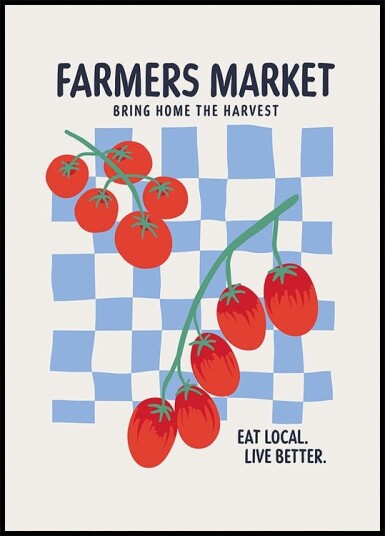 Farmers Market Tomatoes Blue Plakat Plakat / 40x50cm Farmers Market Tomatoes Blue Plakat Plakat / 40x50cm
