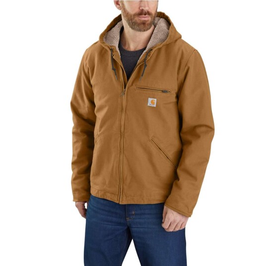 Carhartt Men"s Washed Duck Sherpa Lined Jacket Brown XL Carhartt Men"s Washed Duck Sherpa Lined Jacket Brown XL