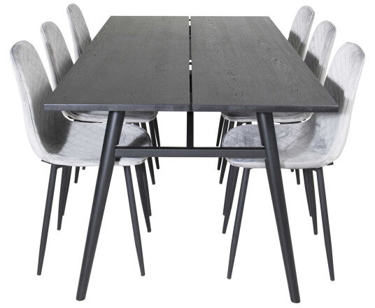 Venture Design Sleek & Polar spisegruppe Svart/grå 6 st stoler & bord 195 x 95 cm