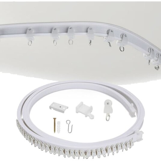 Gardinskinne Rett eller Fleksibel Sammenleggbar Baies Toppklemme 3 meter
