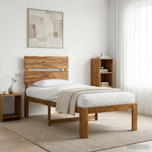 vidaXL Enkelt Senge Ramme med Hodegjerde ROSTOCK Naturlig 90 x 190 cm