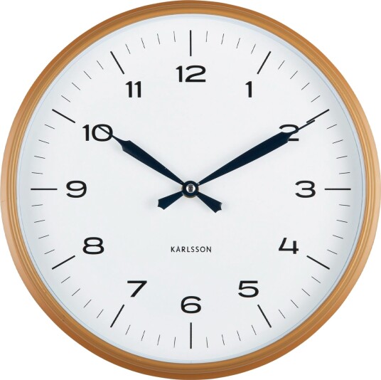 KARLSSON Wall Clock Modern Factory Ochre Yellow W. Dark Blue Orange Ø 30 CM
