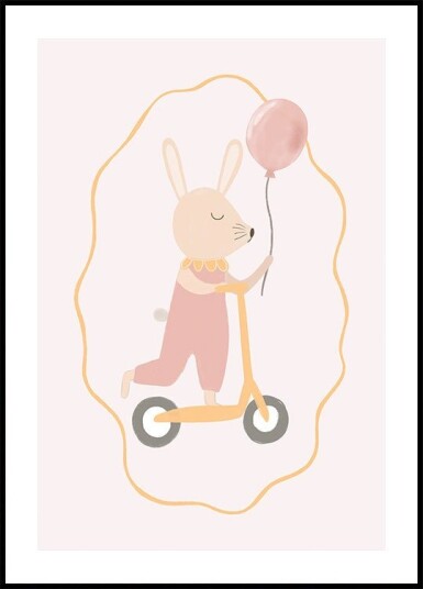 Bunny On a Scooter Plakat Plakat / 100x150cm