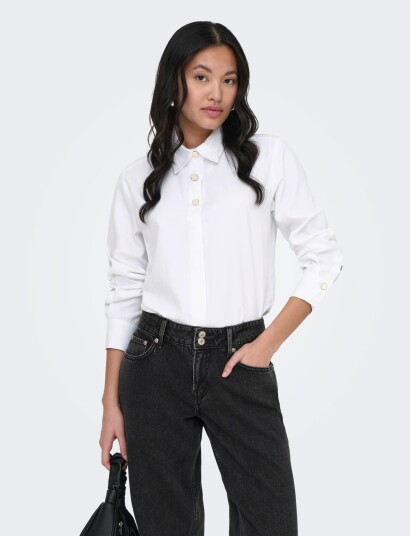 ONLY Onllyra Oregon L/S Shirt Wvn   White   M