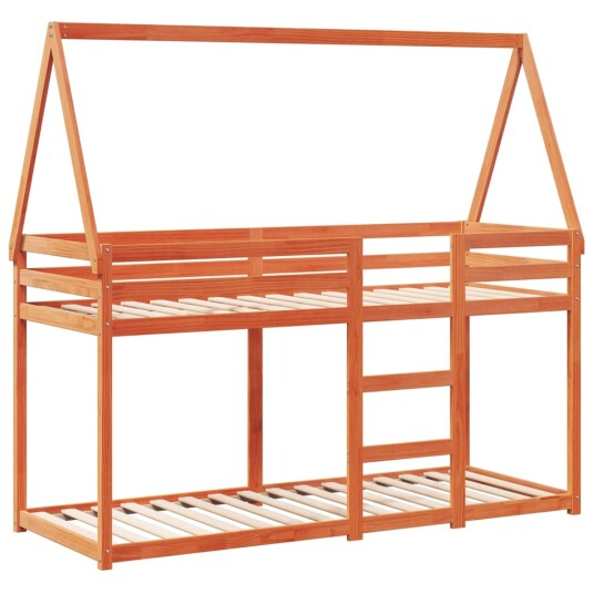 Køyeseng med tak voksbrun 90x200 cm heltre furu 8721102669767 Køyeseng med tak voksbrun 90x200 cm heltre furu 8721102669767