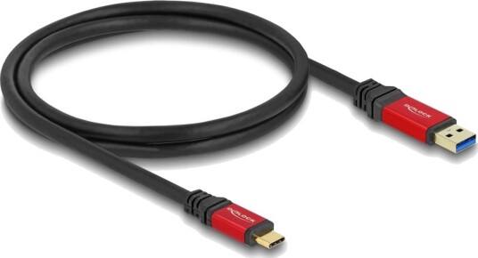 Delock Usb-Kabel Usb-Type A Hann Til 24 Pin Usb-C Hann 1 M Up To 10 Gbps Data Transfer Rate Gullbelagte Kontakter Sort / Rød