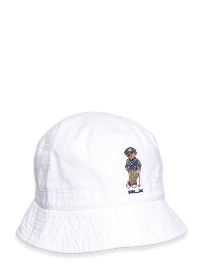 Ralph Lauren Golf Polo Bear Twill Bucket Hat   White   ONE SIZE