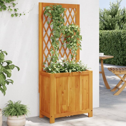 Plantekasse med espalier 55x29,5x132 cm heltre akasie Plantekasse med espalier 55x29,5x132 cm heltre akasie
