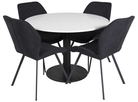 Venture Design Razzia & Gemma spisegruppe Hvit/svart 4 st stoler & bord 106 cm
