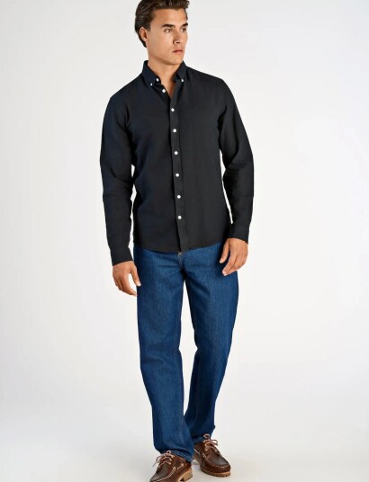 Lindbergh Linen/Cotton Shirt L/S Black XXL