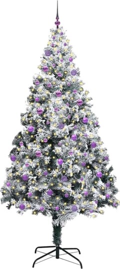 Kunstig juletre med 300 LED Hvit 240 cm PVC og Stål og Plast