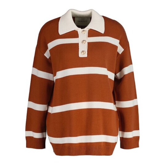 Gant striped knit rugger rustikk brun genser