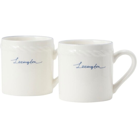 Lexington Porcelain Espressokopp 5 cm 2 pk Hvit / Mørkeblå
