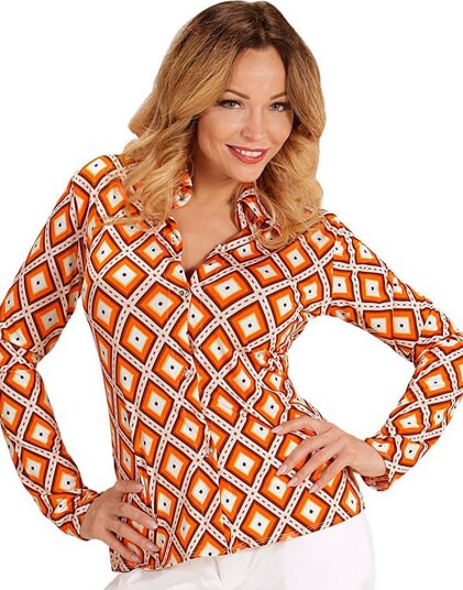 70 Talls Retro Diamonds Kostymeskjorte til Dame Strl L/XL