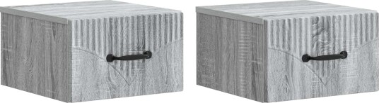  Vegghengt Nattbord med skuff 2 pcs Grå sonoma 34,5 x 33 x 20 cm