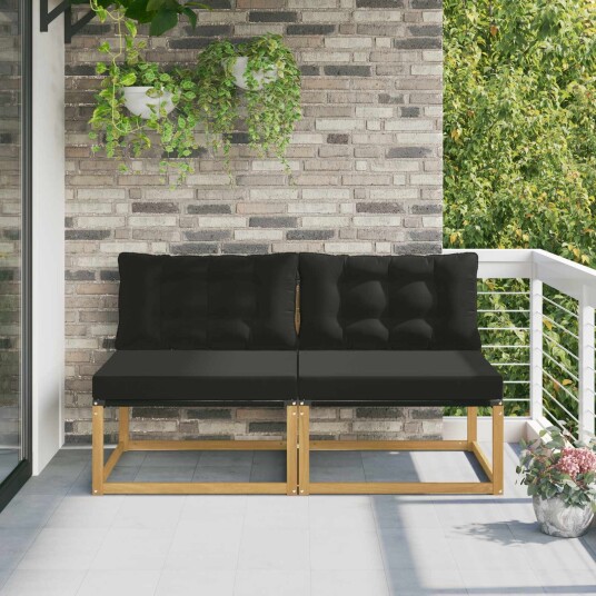 vidaXL Ute Midt Sofa Massiv akasietre og Textilene Hvit